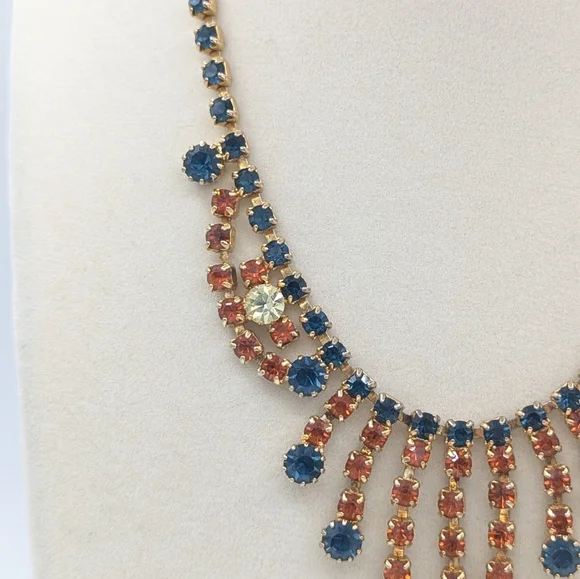 Vintage Multicolor Rhinestone Necklace - Picture 4 of 10